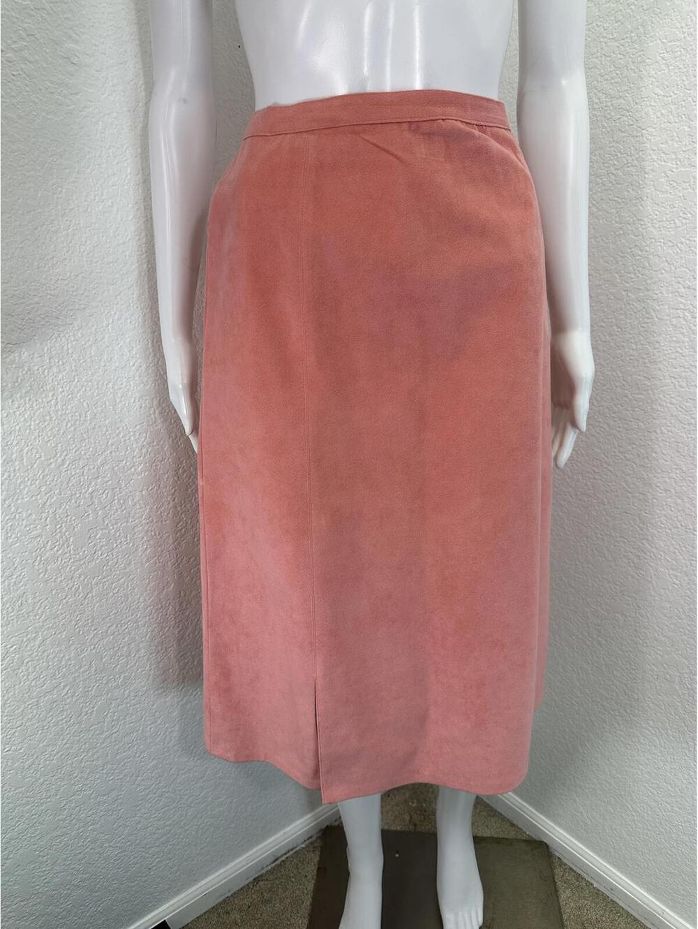 Women’s Sz 8 Pink Suede Midi Skirt Leather Pencil Barbie Corpcore Cowgirl